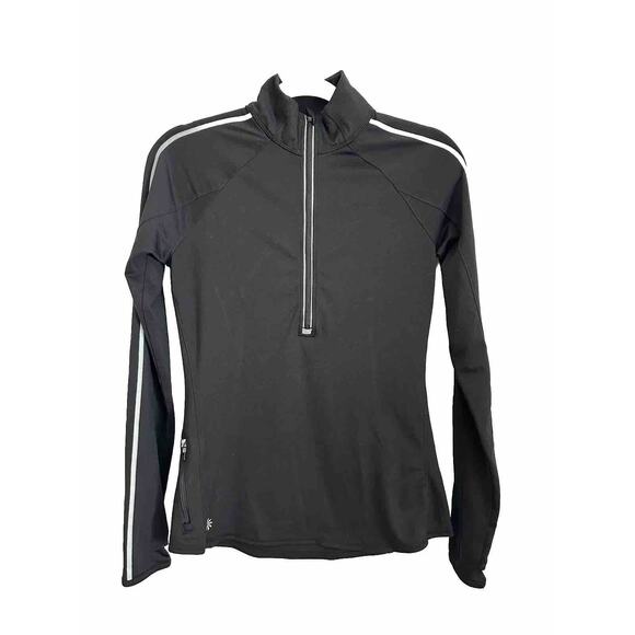 Athleta Women's Running Wild Reflective Black Half Zip Pullover Pocket Small - Picture 1 of 11